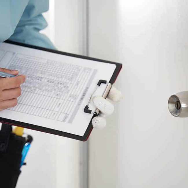 Pet Store Organisation - A Japanese male worker checks the locks on a house